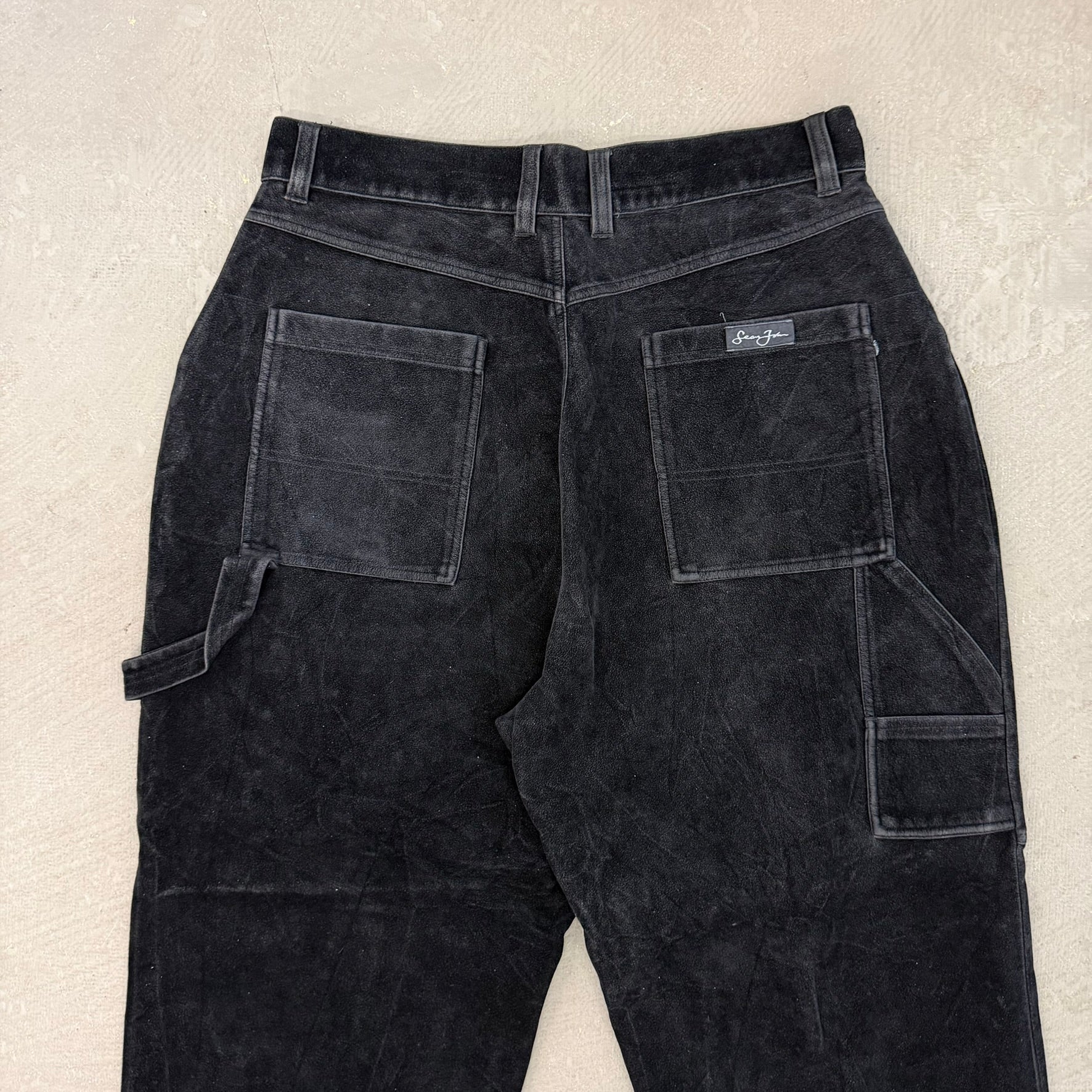 Vintage Sean John Velour Black Carpenter Pants - 2XL (Measures 36x30)