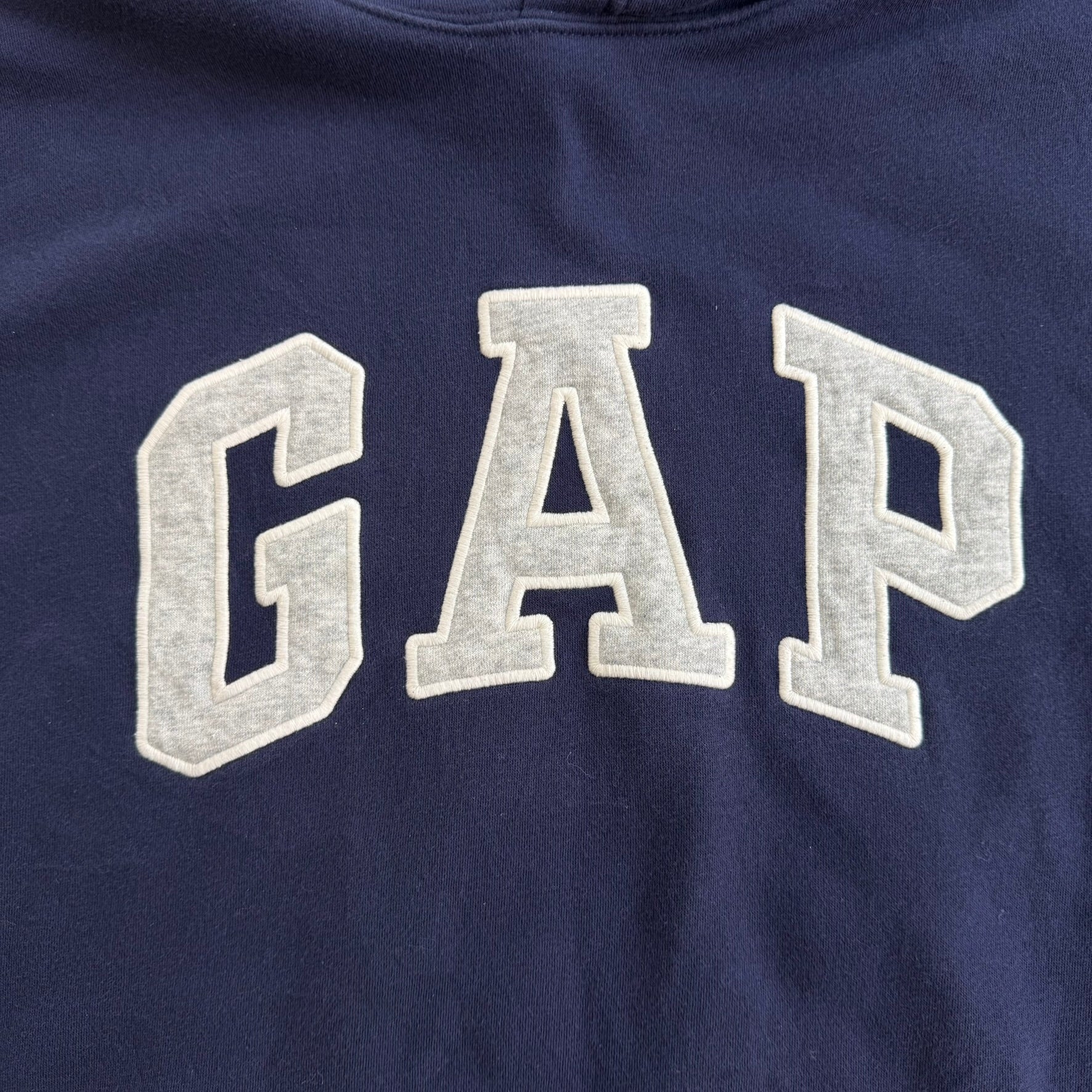 J- Vintage GAP Embroidered Text Navy Hoodie - 2XL