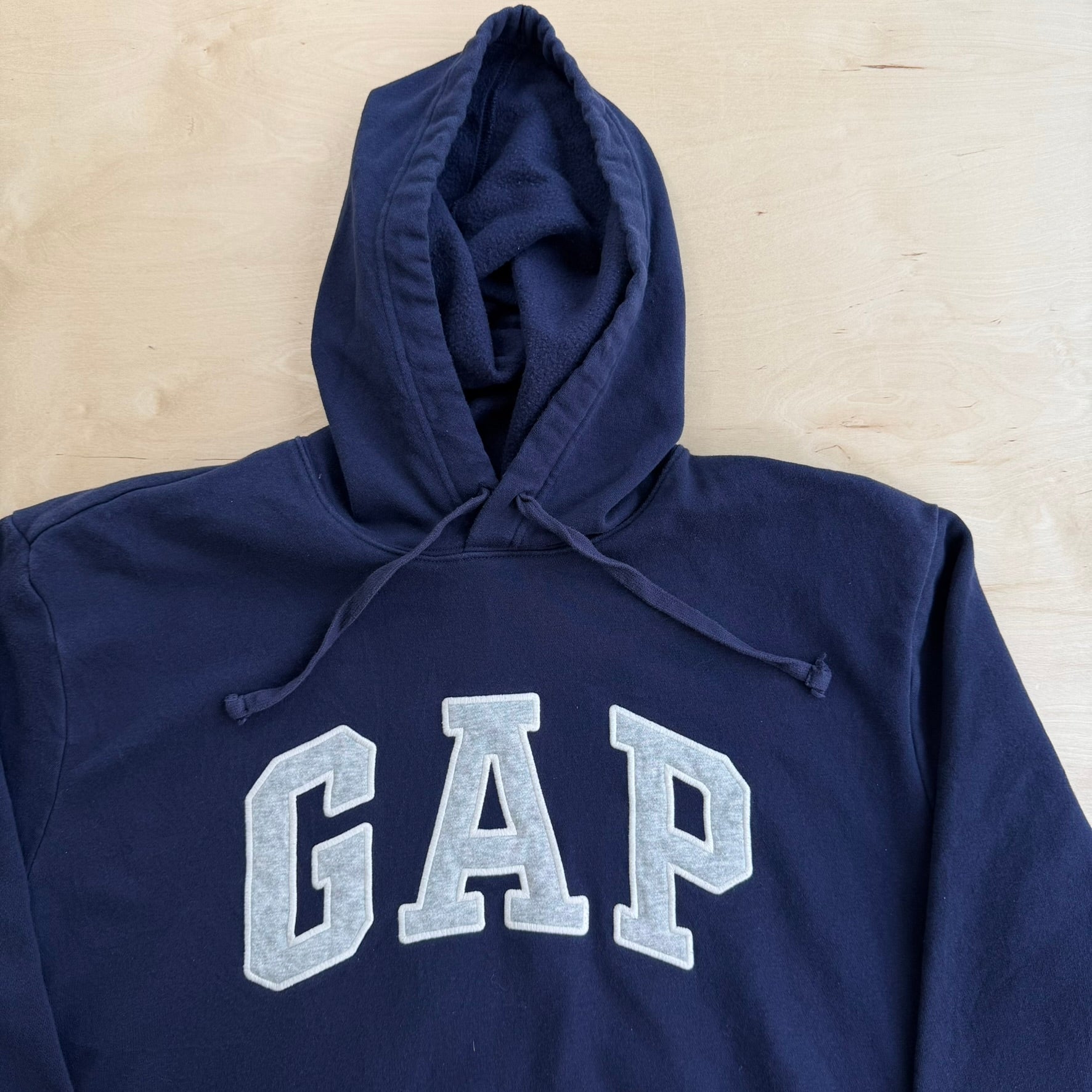 J- Vintage GAP Embroidered Text Navy Hoodie - 2XL