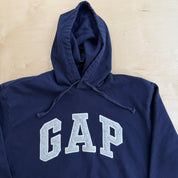 J- Vintage GAP Embroidered Text Navy Hoodie - 2XL