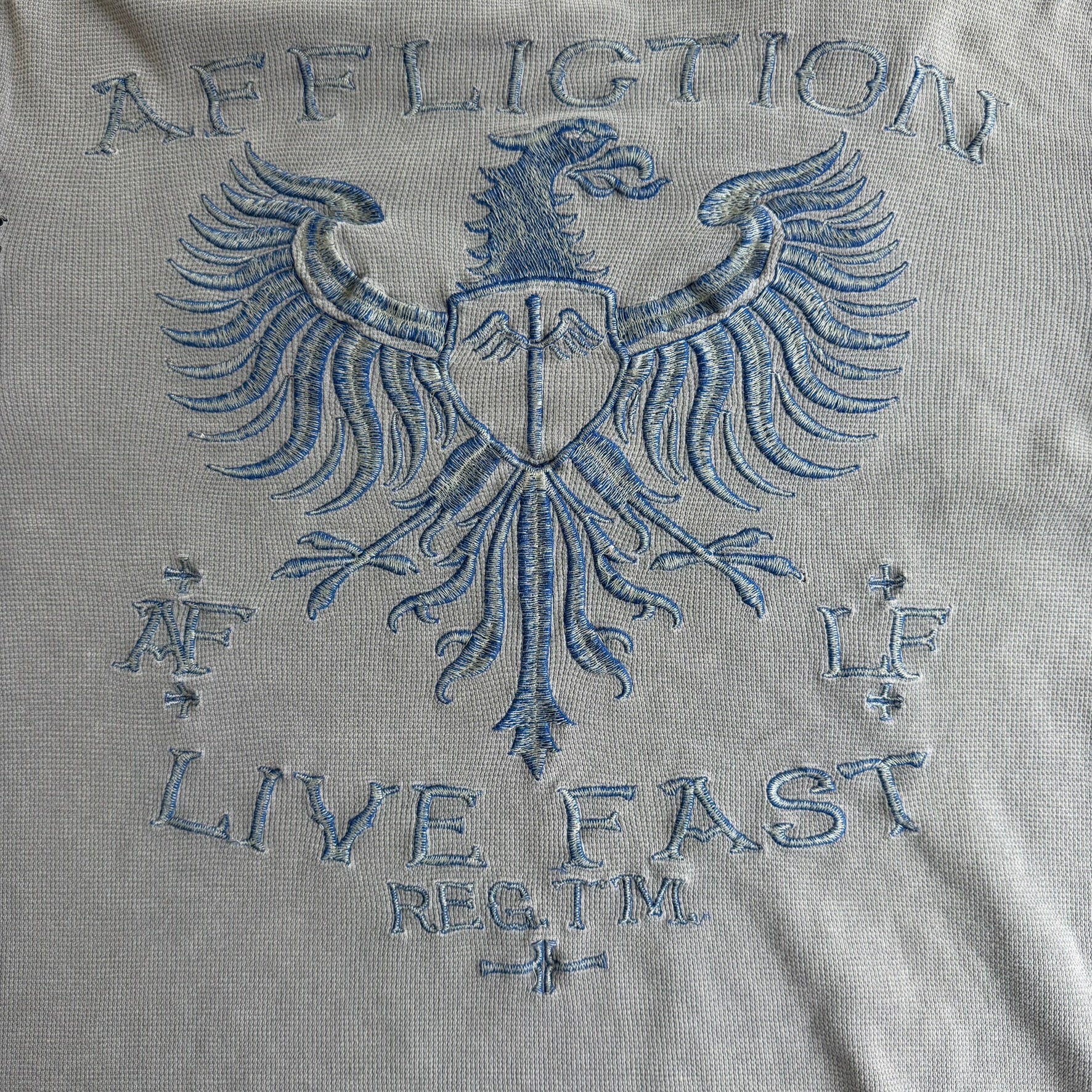 J- Vintage Affliction Embroidered Logo Thermal Long Sleeve Tee - 2XL