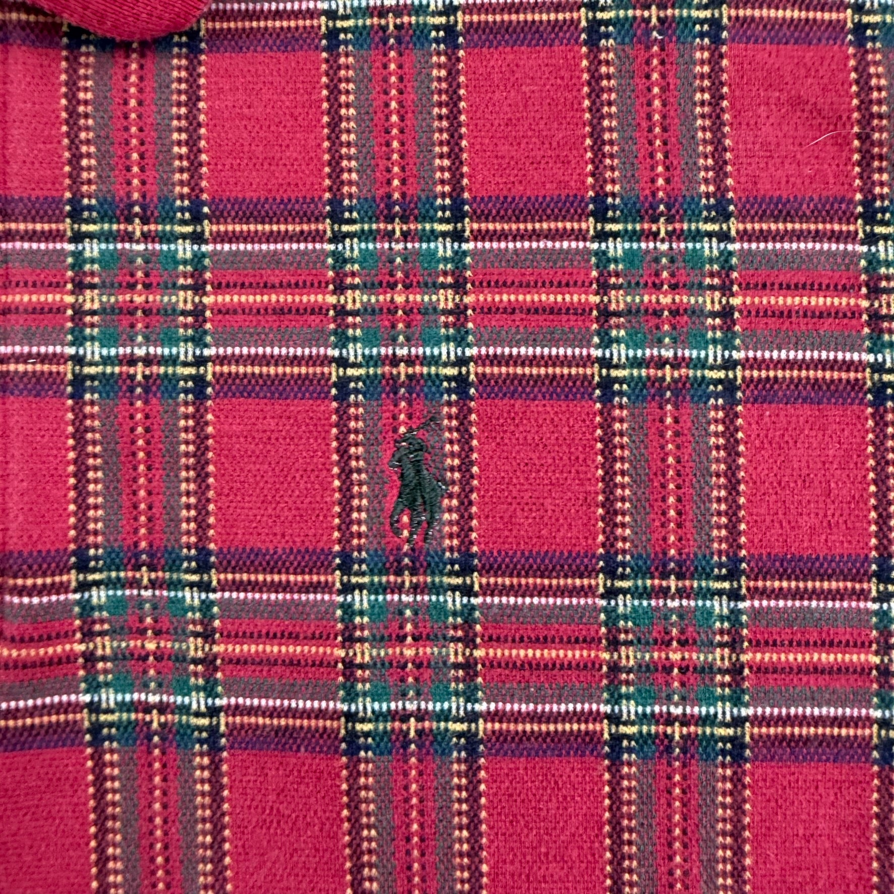 Vintage 90s Polo RL Plaid Embroidered Logo Made In Canada Long Sleeve Polo Shirt - L