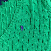Vintage Women's Polo Sport RL Embroidered Logo Green Cotton Knit Sweater - Women's XL