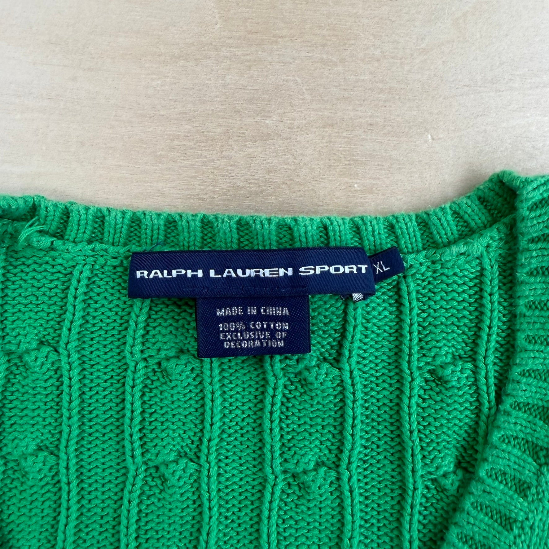 Vintage Women's Polo Sport RL Embroidered Logo Green Cotton Knit Sweater - Women's XL