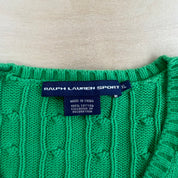Vintage Women's Polo Sport RL Embroidered Logo Green Cotton Knit Sweater - Women's XL