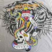 J- Vintage Ed Hardy New York City Skull Graphic Tee - XL