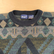 Vintage Rivage Patterned Acrylic Knit Sweater - M