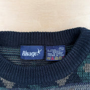 Vintage Rivage Patterned Acrylic Knit Sweater - M
