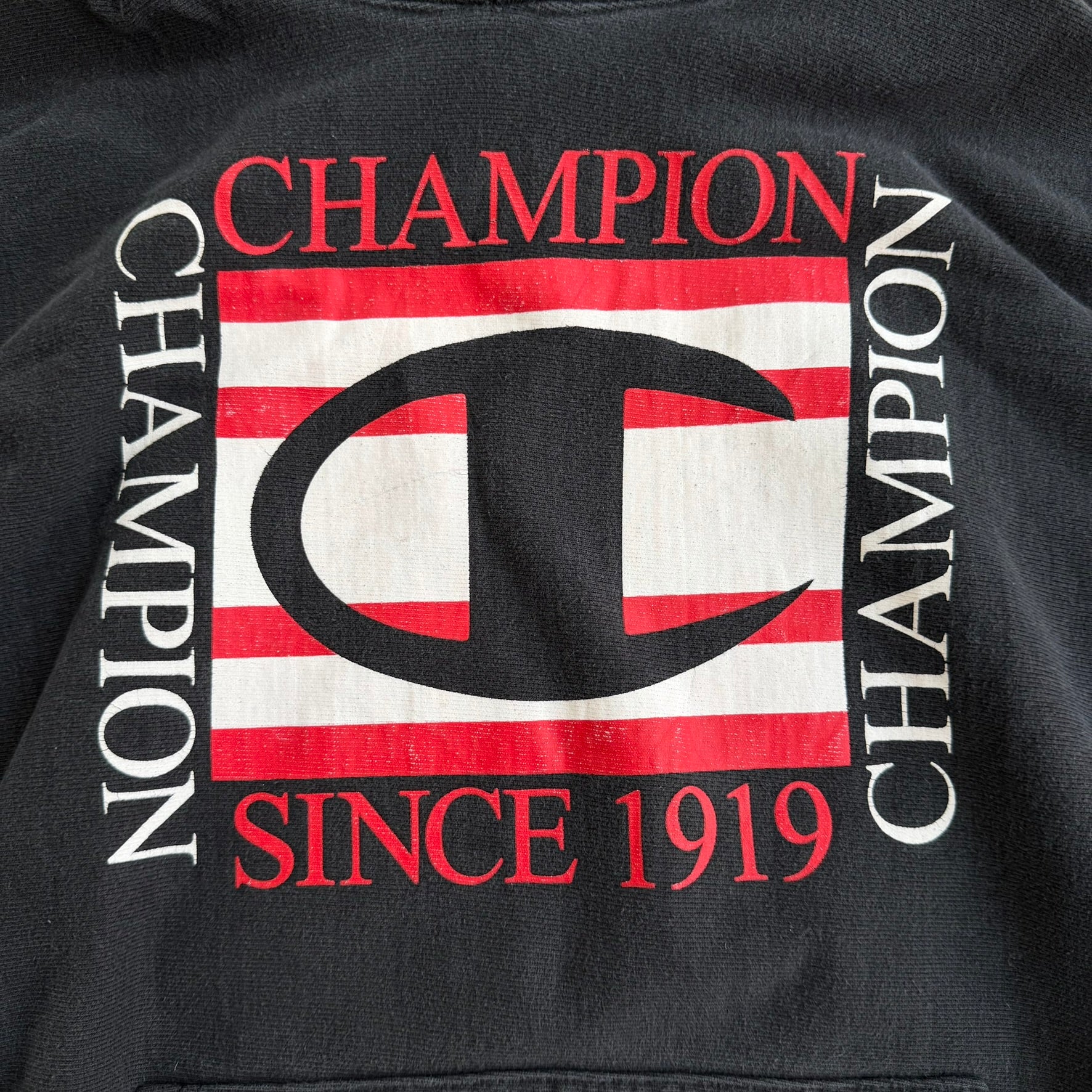 J- Vintage Champion Reverse Weave Graphic Hoodie - L
