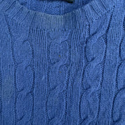Vintage 90s Polo RL Embroidered Logo Baby Blue Marino Wool Knit Sweater - L