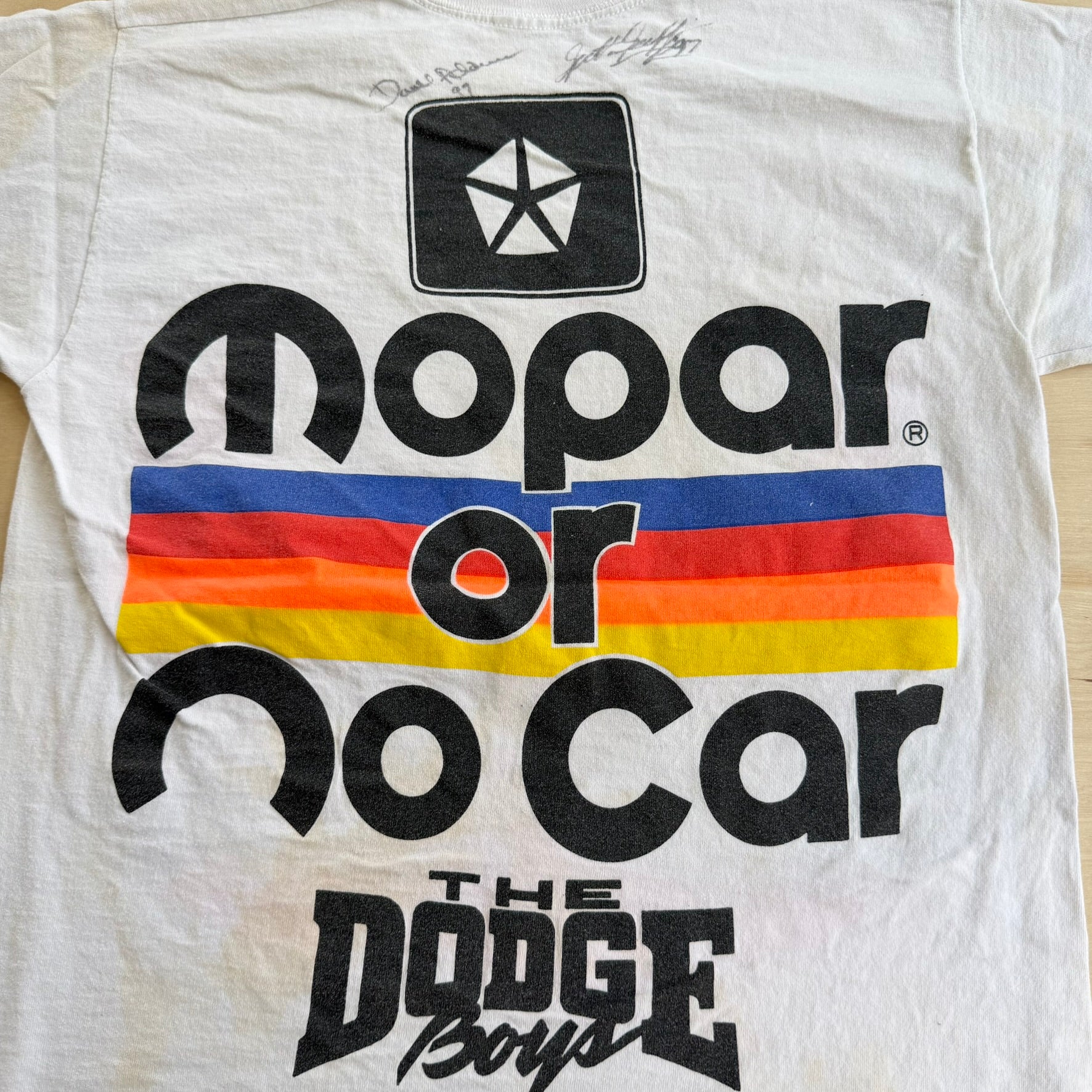 J- Vintage 90s The Dodge Boys Mopar Racing Signed Graphic Single Stitch Tee - M