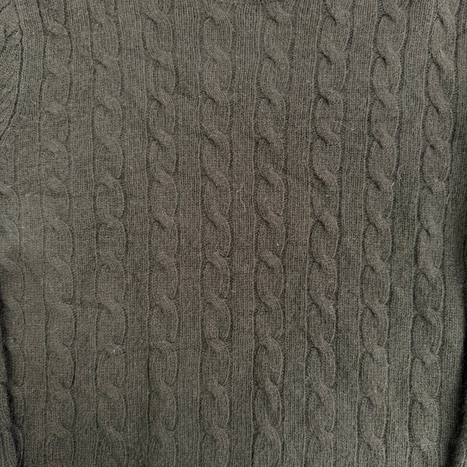 Vintage 90s Women's Lauren RL Olive Green Marino Wool Knit Sweater - Women's L