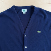 Vintage 90s Lacoste Izod Embroidered Logo Made In USA Cardigan Acrylic Knit Sweater - XL