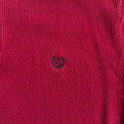 Vintage Chaps RL Embroidered Logo Leather Elbow Red Henley Cotton Knit Sweater - S (fits M)