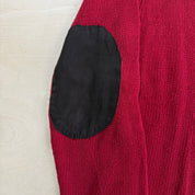 Vintage Chaps RL Embroidered Logo Leather Elbow Red Henley Cotton Knit Sweater - S (fits M)