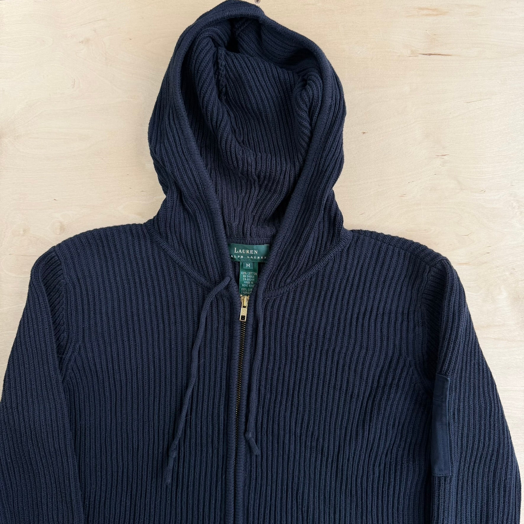 Vintage Y2K Women's Lauren Heavy Ribbed Knit Zip Up Hoodie - Women's M