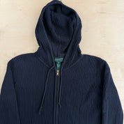 Vintage Y2K Women's Lauren Heavy Ribbed Knit Zip Up Hoodie - Women's M