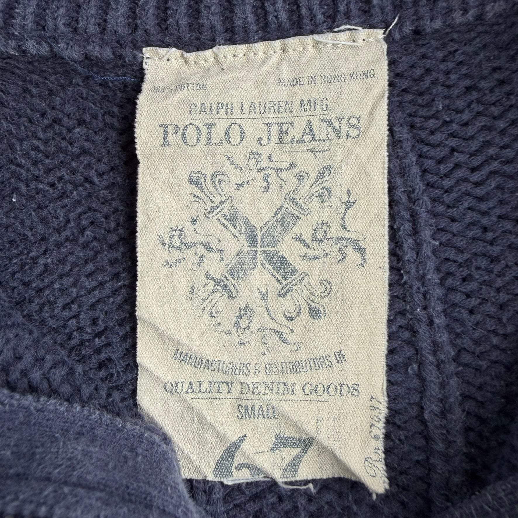 Vintage Y2K Polo Jeans Ralph Lauren MFG Quarter Zip Cotton Knit Crewneck - S