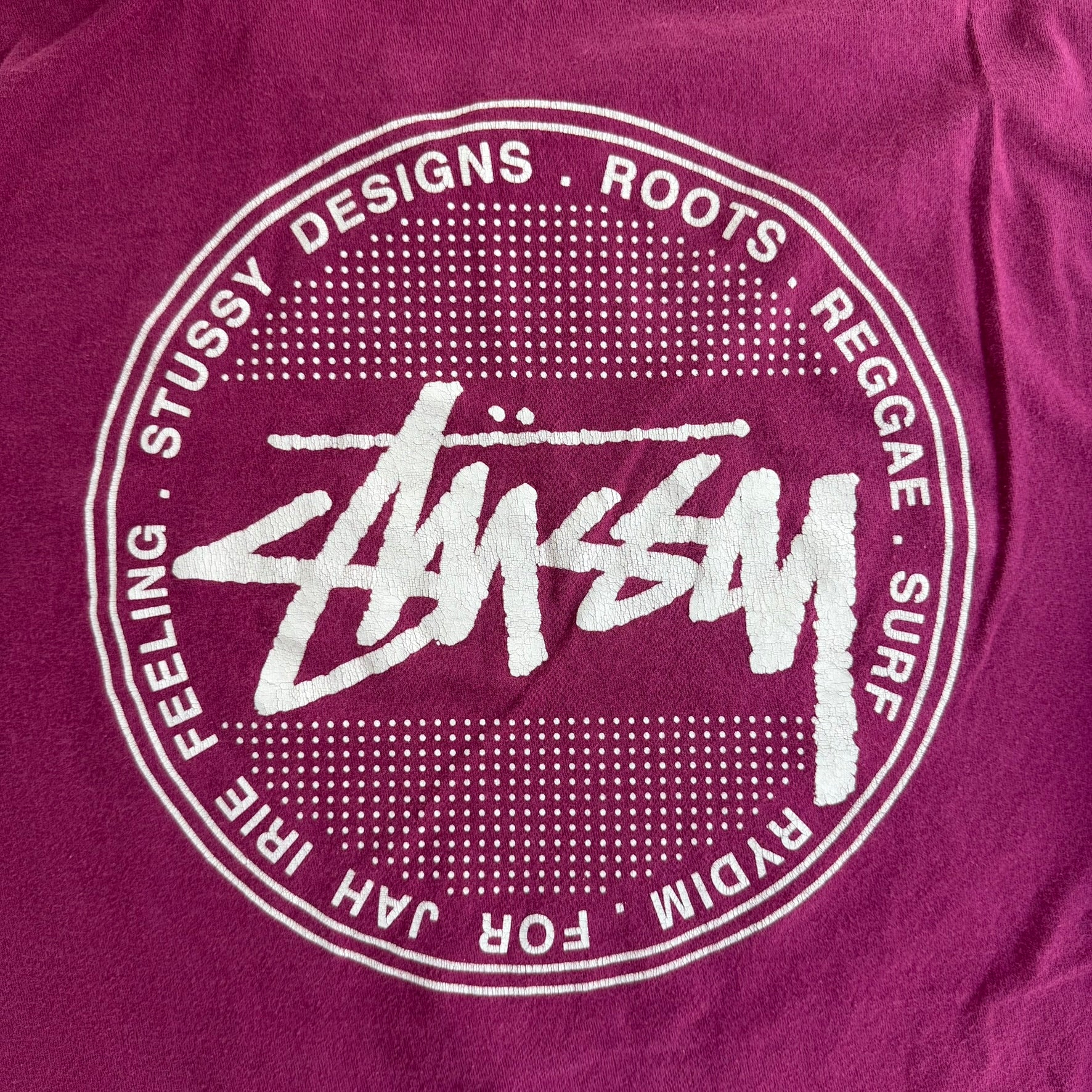 J- Vintage Stussy Logo Reggae Surf Roots Graphic Long Sleeve Tee - M