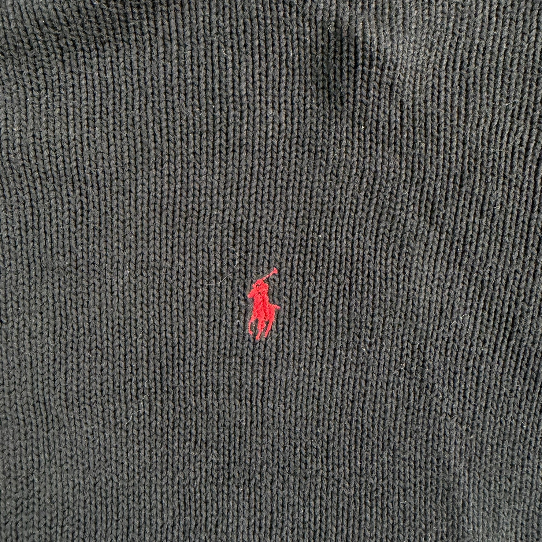 Vintage 90s Polo RL Embroidered Logo Black Turtle Neck Cotton Knit Sweater - L