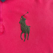 Vintage 90s Polo RL Red Embroidered Big Pony Polo Shirt - L