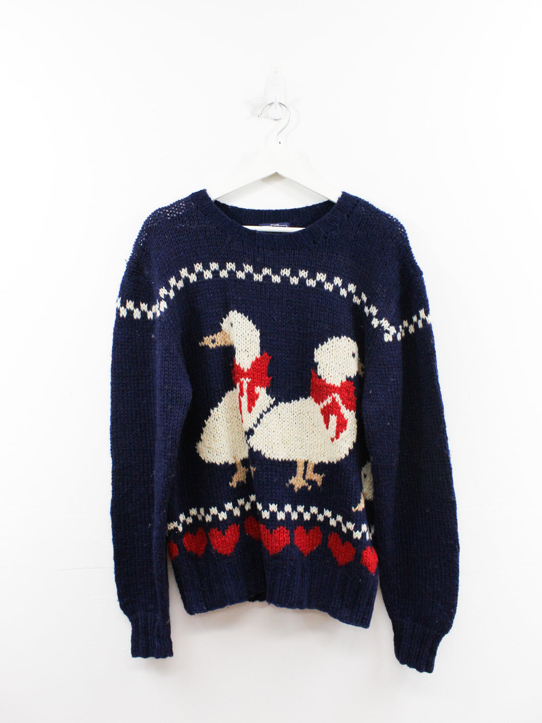 Vintage Ducks & Hearts Knit Sweater