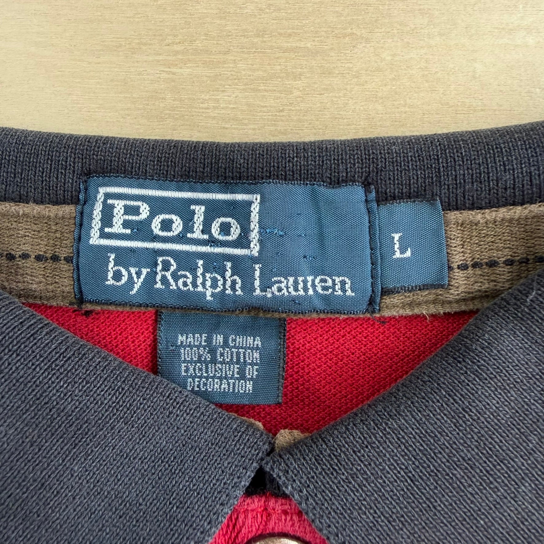 Vintage 90s Polo RL Red Embroidered Big Pony Polo Shirt - L