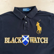 Vintage 90s Polo RL Black Watch Embroidered Big Pony Polo Shirt - L