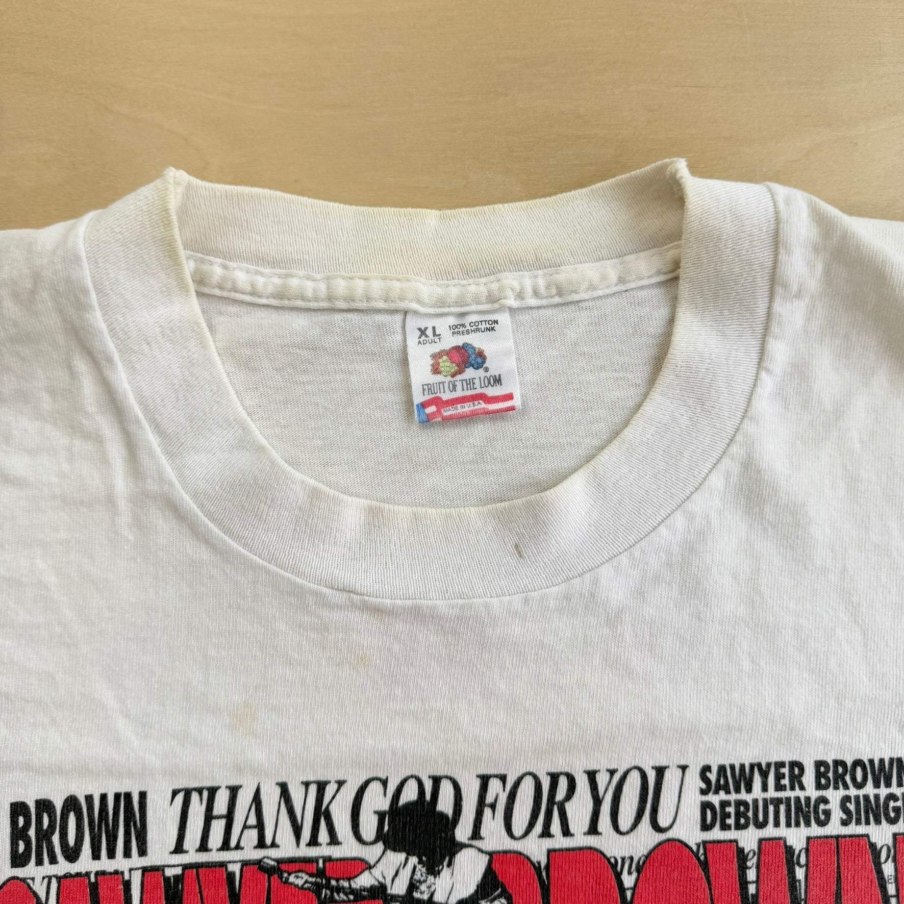 J- Vintage '94 Sawyer Brown On Tour Picture & Newspaper Graphic Made In USA Single Stitch Tee - XL