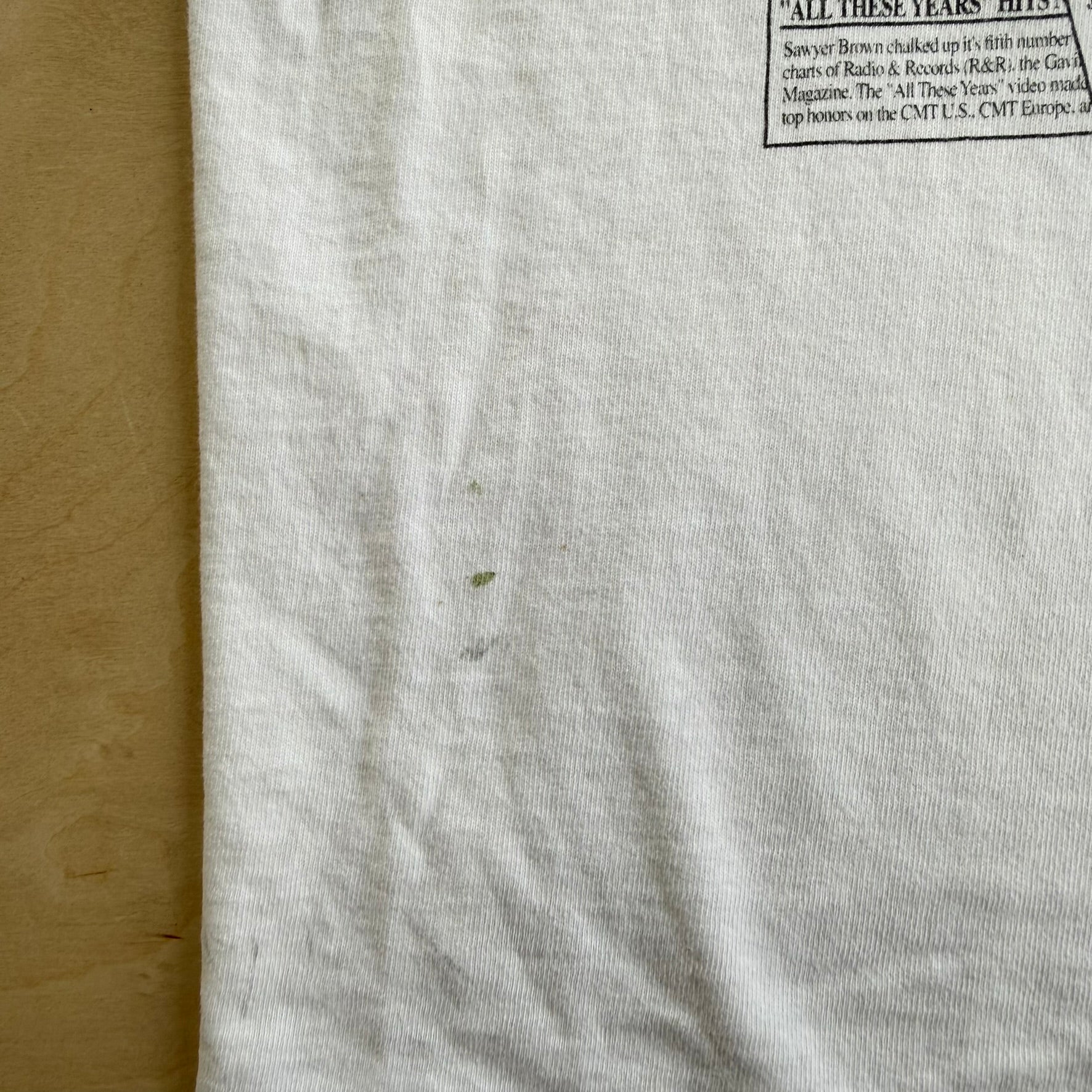 J- Vintage '94 Sawyer Brown On Tour Picture & Newspaper Graphic Made In USA Single Stitch Tee - XL