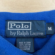 Vintage 90s Polo RL Blue Embroidered Big Pony Polo Shirt - M