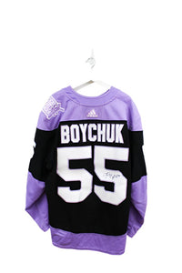 Z- New York Islanders Johnny Boychuk Game Worn NHL Adidas Signed Cancer Jersey