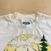 J- Vintage '92 Oregon Deers In Forest Graphic Made In USA Single Stitch Tee - L