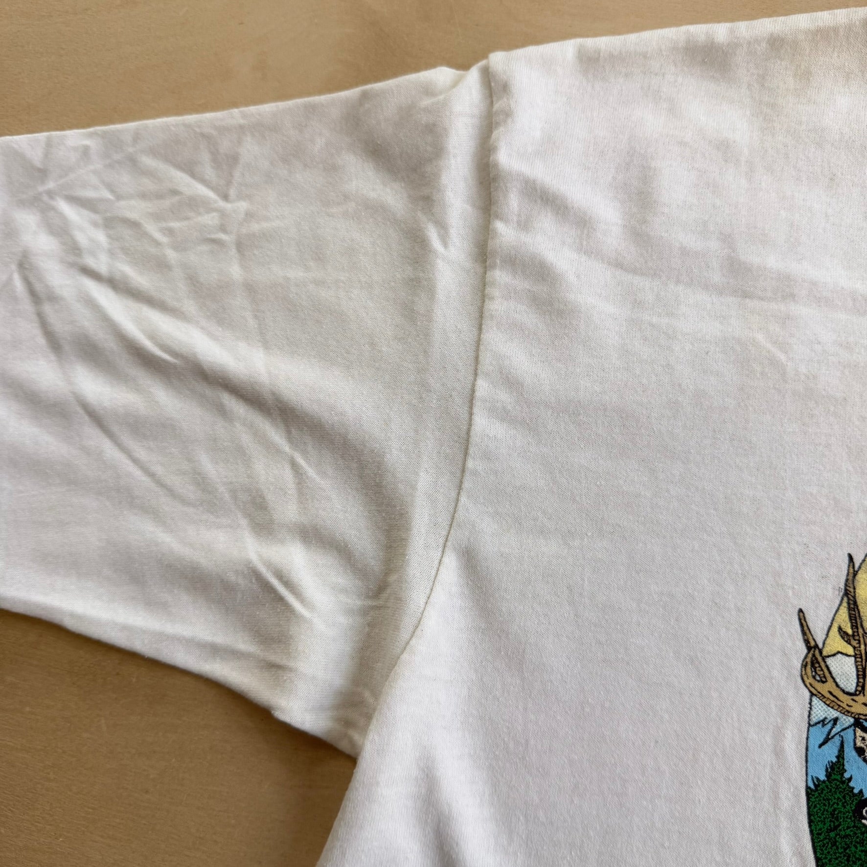 J- Vintage '92 Oregon Deers In Forest Graphic Made In USA Single Stitch Tee - L