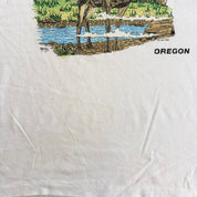 J- Vintage '92 Oregon Deers In Forest Graphic Made In USA Single Stitch Tee - L