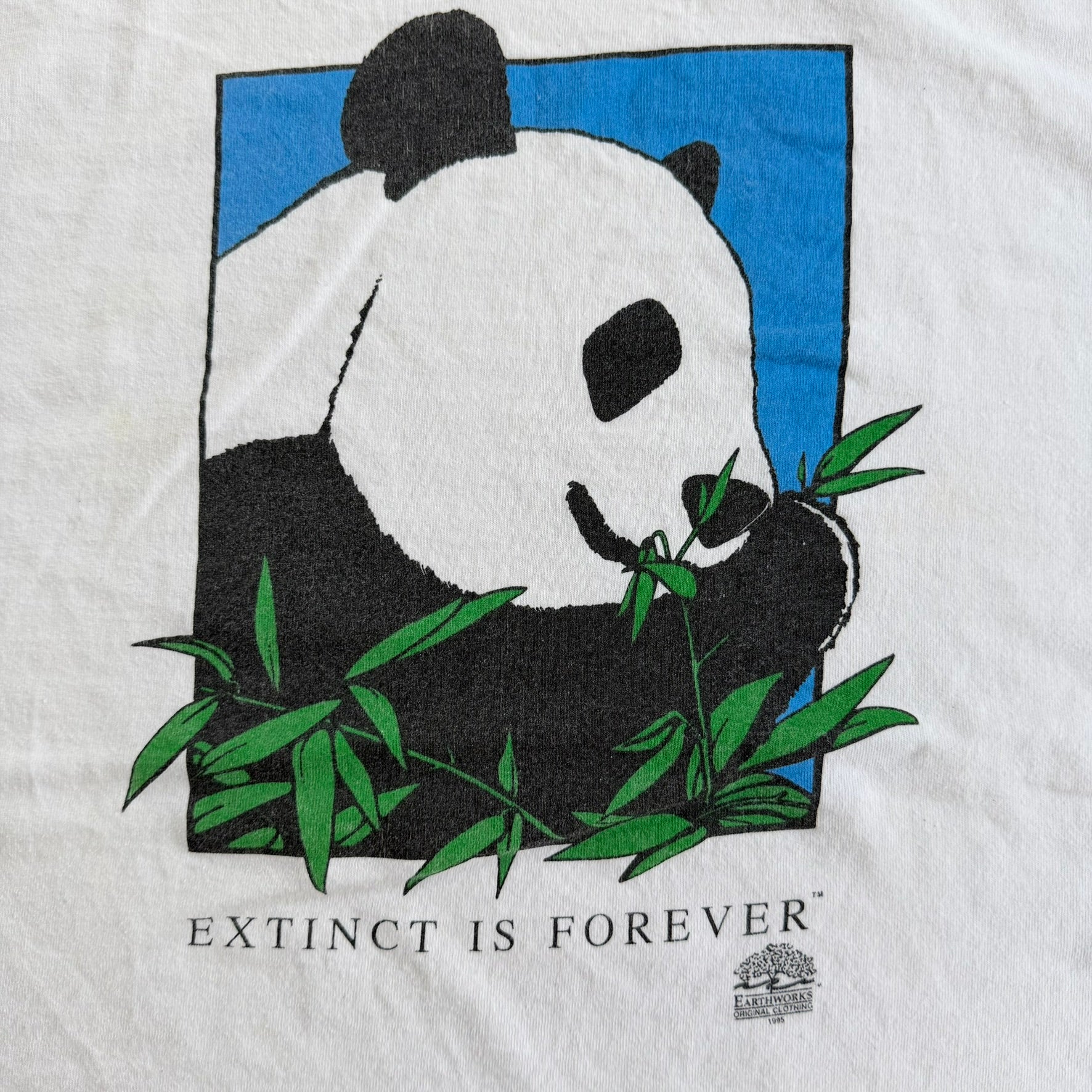 J- Vintage '95 Earthwork Extinct Is Forever Panda Graphic Made In USA Single Stitch Tee - 2XL