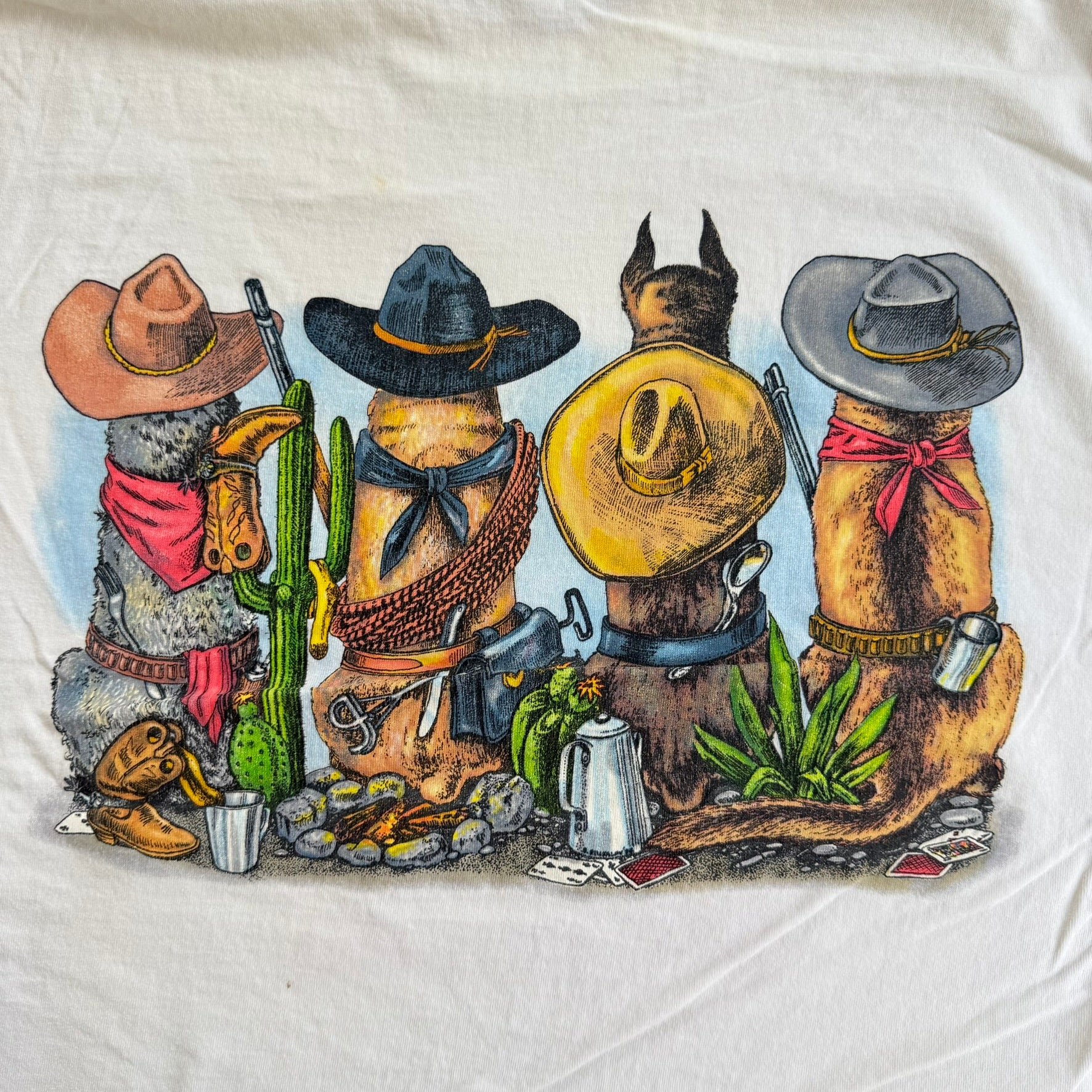 J- Vintage 90s T-shirt Loft San Antonio Cowboy Dogs Graphic Made In USA Tee - XL