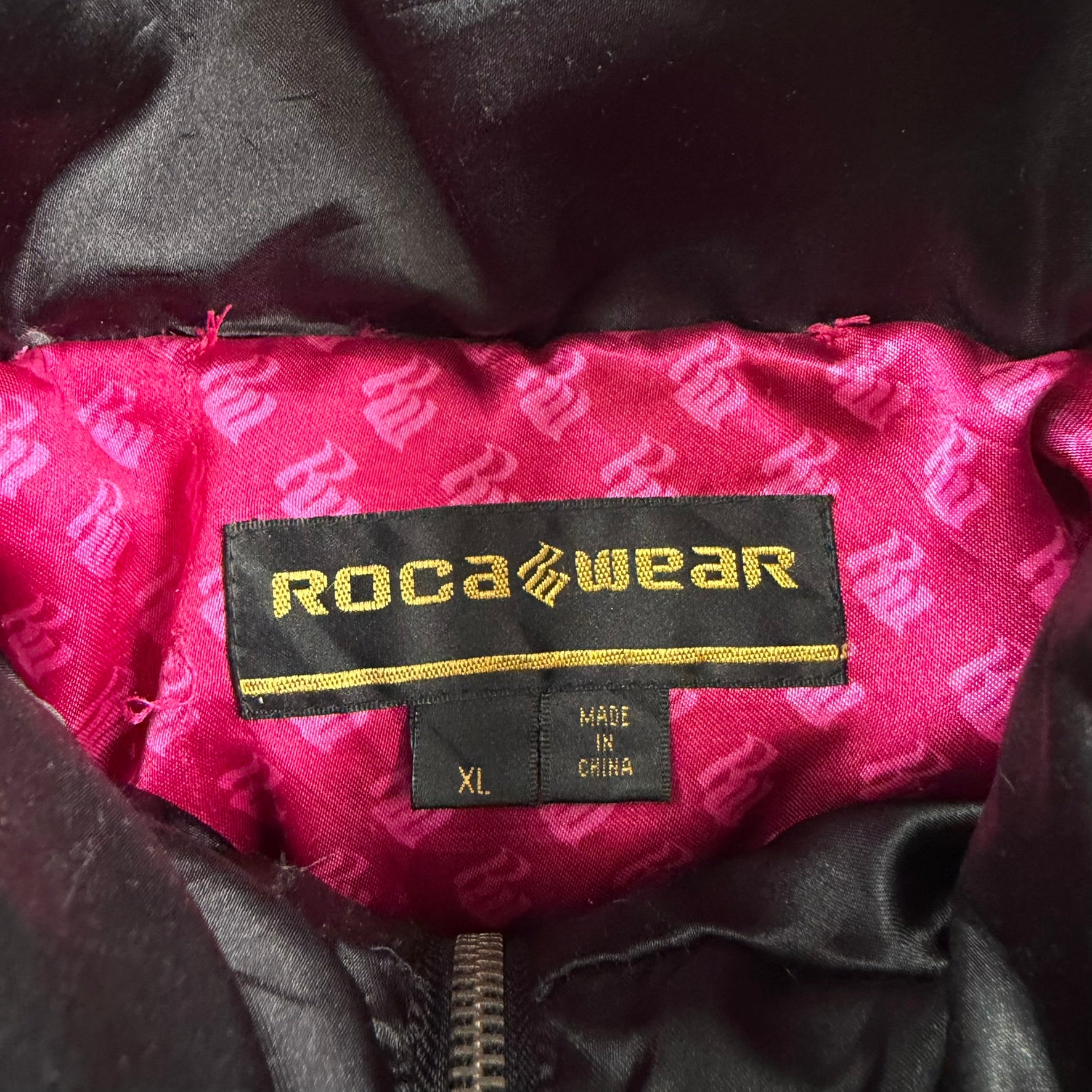 Vintage Women's Rocawear Embroidered Logo Zip Up Puffer Winter Jacket - Women's XL