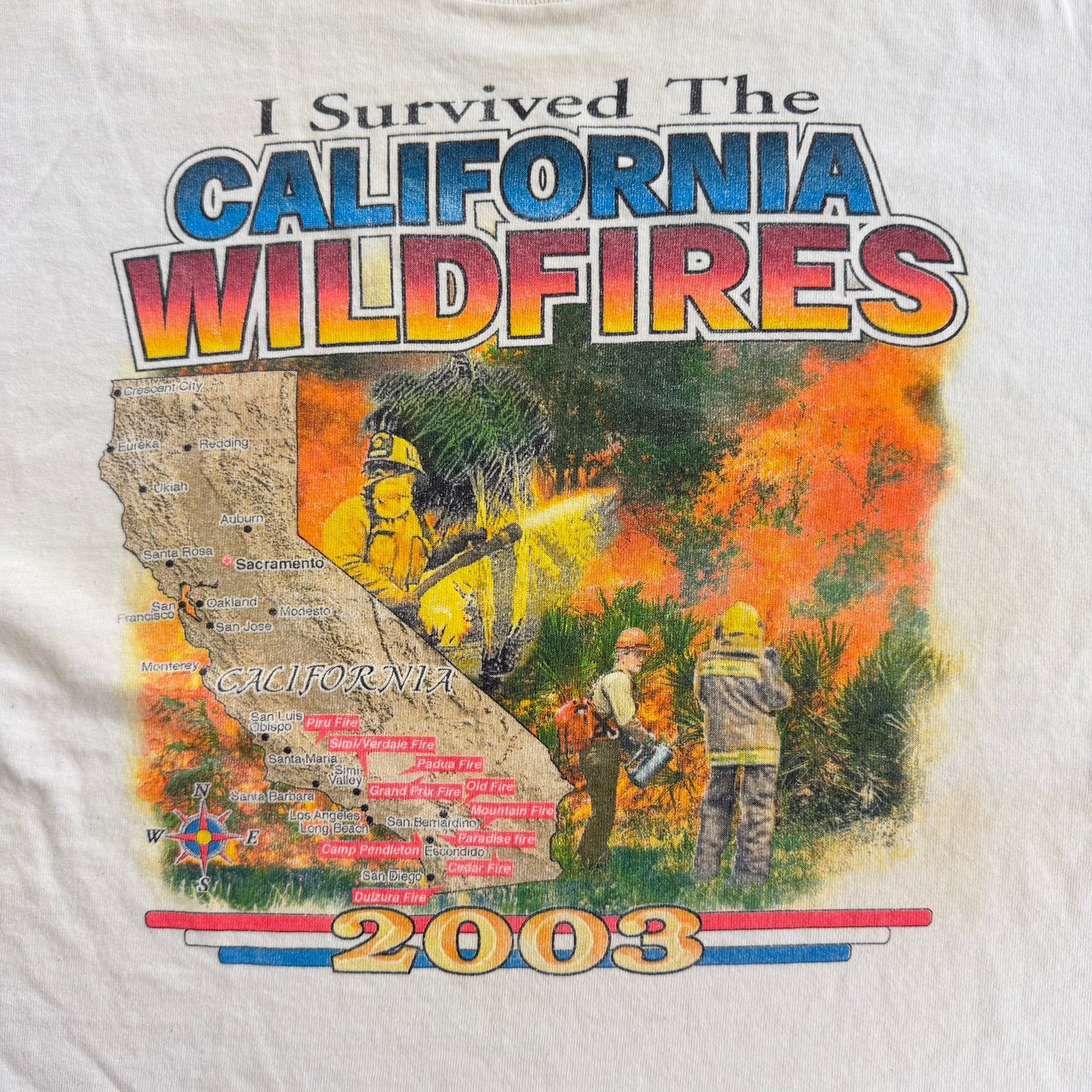 J- Vintage '03 I Survived The 2003 California Wildfires Graphic Tee - L