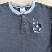 J- Vintage Disney Store Exclusive Embroidered Mickey Mouse Thermal Waffle Long Sleeve Tee - L