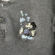 J- Vintage Disney Store Exclusive Embroidered Mickey Mouse Thermal Waffle Long Sleeve Tee - L