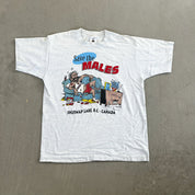 F- Vintage Shuswap Lake BC Save The Males Graphic Single Stitch Tee