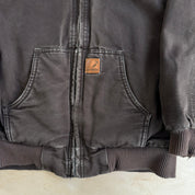 Youth Carhartt Chocolate Brown Quilt Lined Hooded Canvas Jacket - M (10/12)