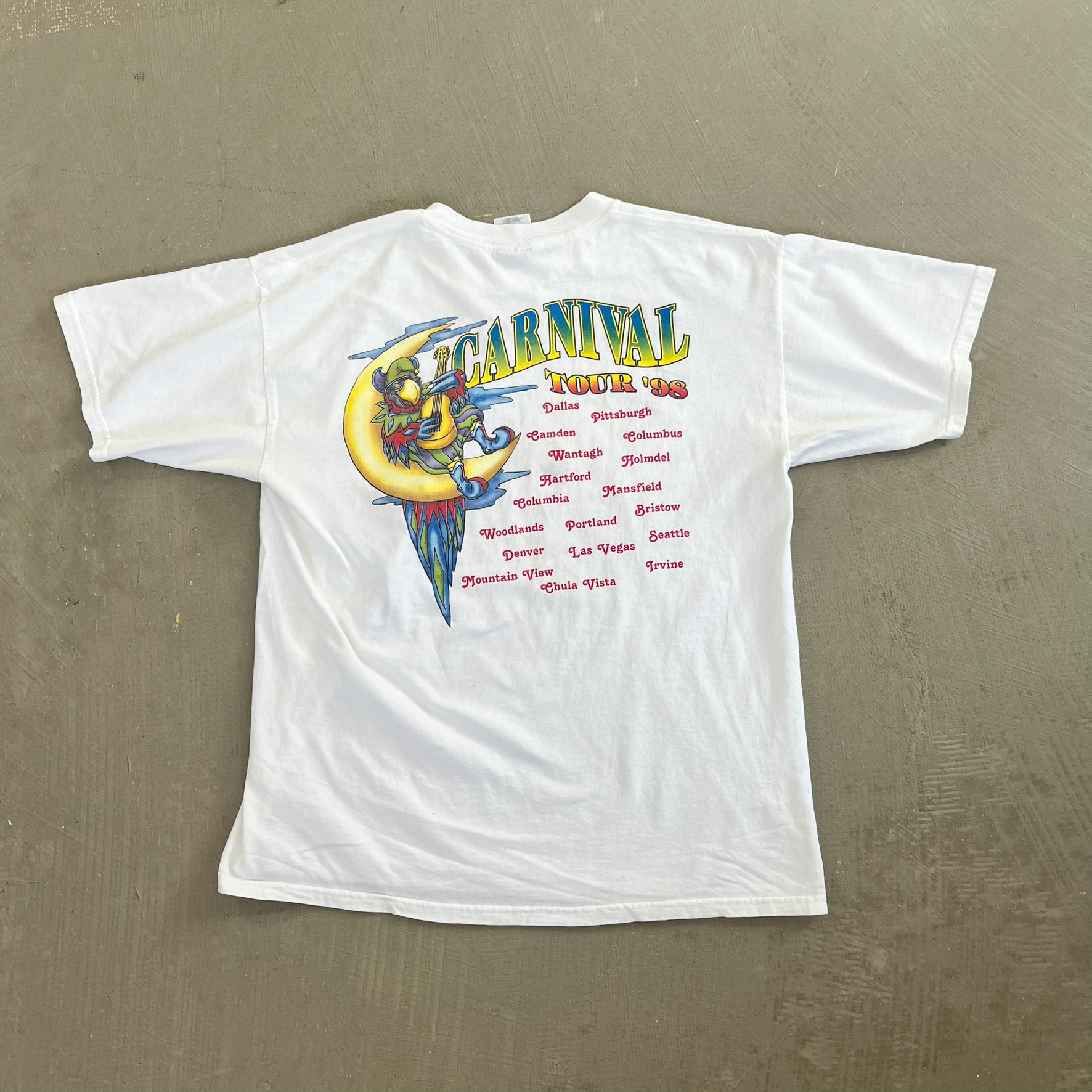 F- Vintage '98 Jimmy Buffett Carnival Tour Graphic Tee