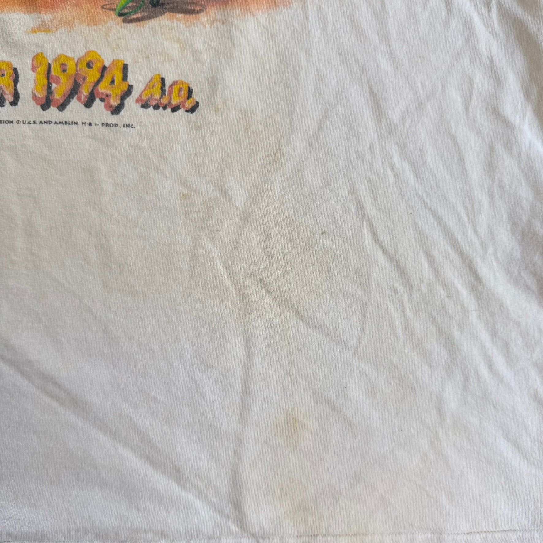 J- Vintage '94 The Flintstones & McDonald Summer 1994 Ad Graphic Single Stitch Tee - XL