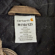 Youth Carhartt Chocolate Brown Quilt Lined Hooded Canvas Jacket - M (10/12)