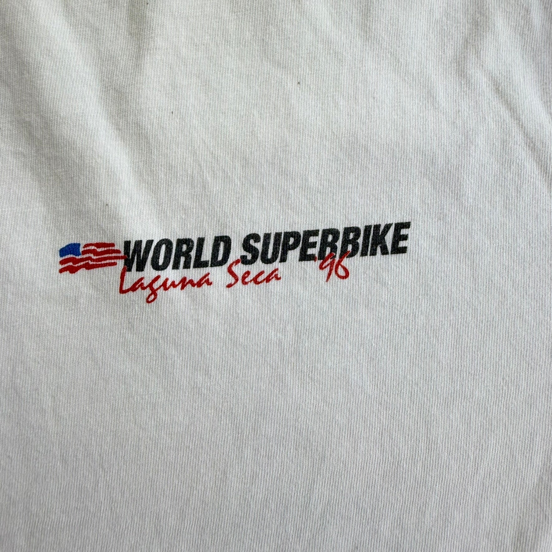 J- Vintage '96 World Super Bike Race Graphic Motorcycle Single Stitch Tee - XL