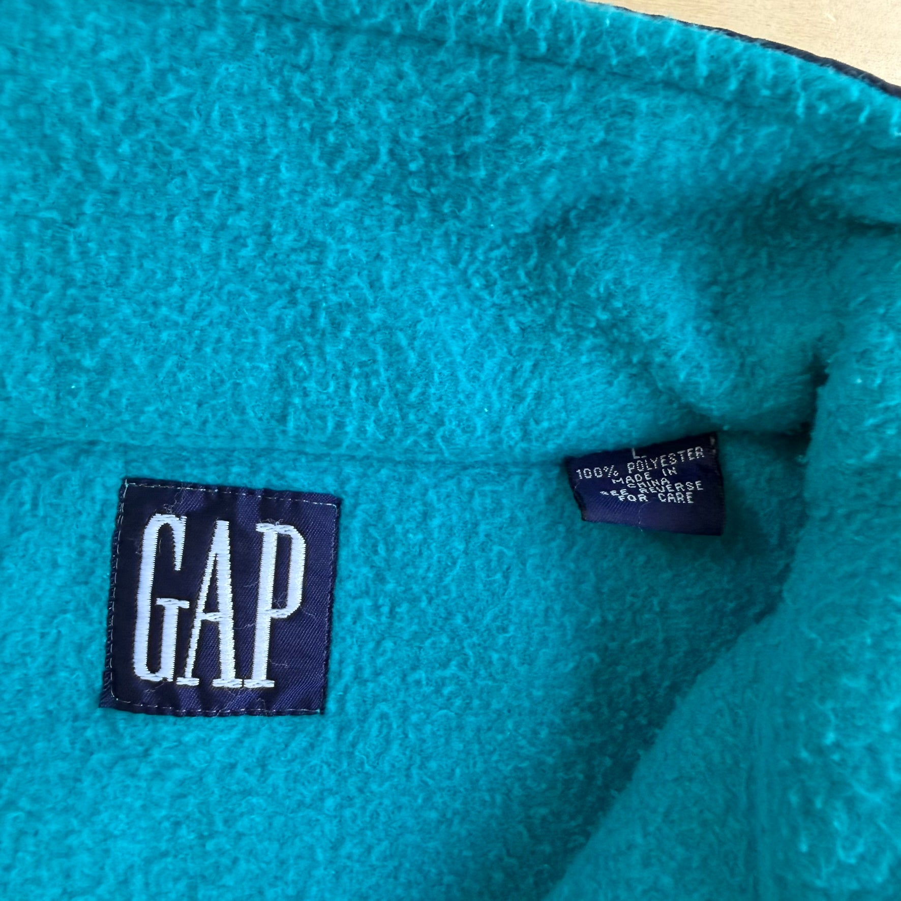 Vintage Gap Teal T-Snap & Quarter Zip Pullover Polar Fleece - L