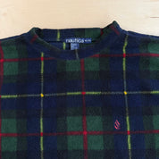 Vintage 90s Nautica Embroidered Logo Plaid Pullover Polar Fleece - XL