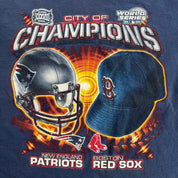 J- Vintage '04 Boston Red Sox New England Patriots NFL City Of Champions Graphic Long Sleeve Tee - L